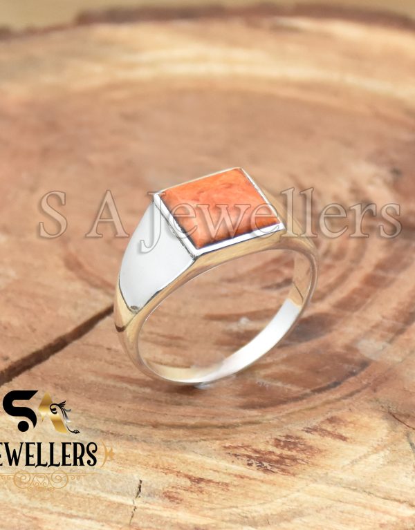 925 Sterling Silver Ring, Sponge Coral Ring, Handmade Ring, Designer Silver Ring