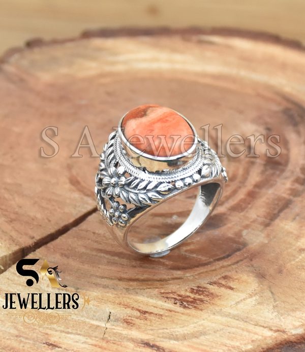 Sponge Coral Ring, 925 Sterling Silver Ring, Handmade Ring, Party wear Ring