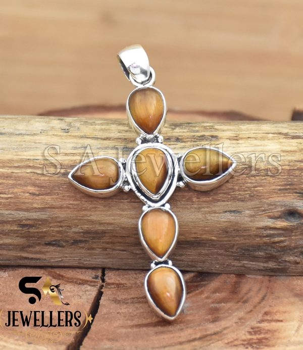 Tiger's eye Pendant, 925 Sterling Silver Pendant, Party wear Jewelry, Handmade Pendant
