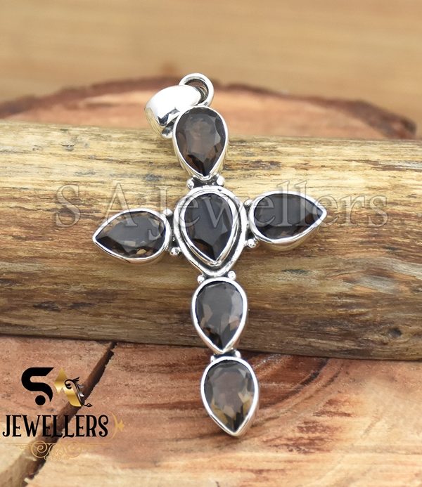 Smokey Quartz Pendant, 925 Sterling Silver Pendant, Gemstone Jewelry, Party wear Silver Pendant