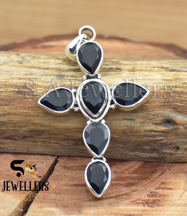 Black Onyx Pendant, 925 Sterling Silver Pendant, Partywear Jewelry, Handmade Pendant