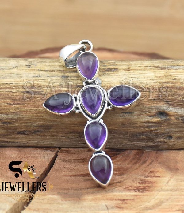 Amethyst Pendant, 925 Sterling Pendant, Handmade Jewelry, Designer Silver Pendant