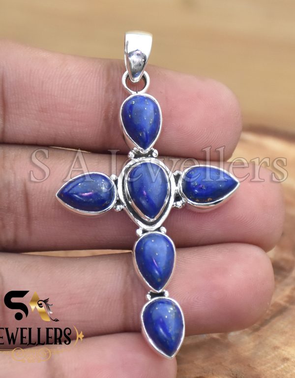 Lapis Pendant, 925 Sterling Silver Pendant, Silver with stone Pendant, Handmade Jewelry