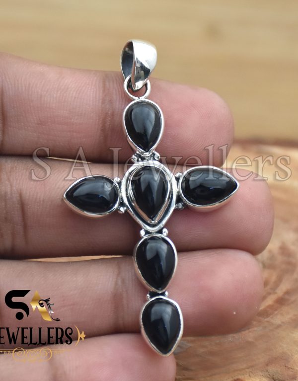 Black Onyx Pendant, 925 Sterling Silver Pendant, Pear shape Pendant, Designer Jewelry