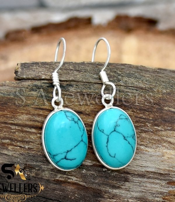 Turquoise Earring, 925 Sterling Silver Earring, Gift For Her