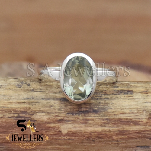 Natural Green Amethyst Ring, Handmade Ring, 925 Sterling Silver
