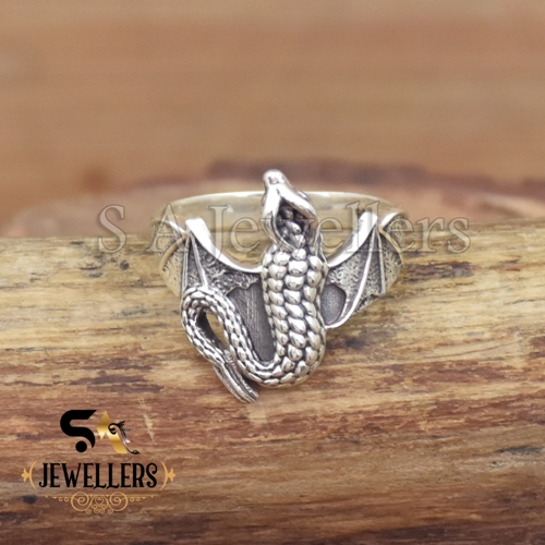 925 Sterling Silver Soaring Dragon Ring, Dragon Jewelry, Flying Dragon ring