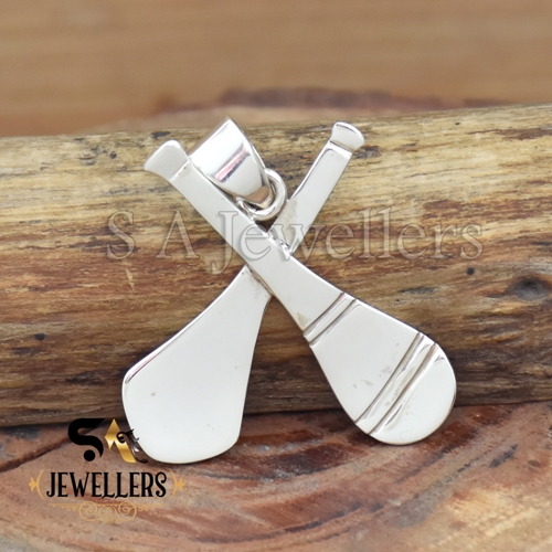 Hurling Pendant, Silver Hurling Stick, 925 Sterling Silver Pendant