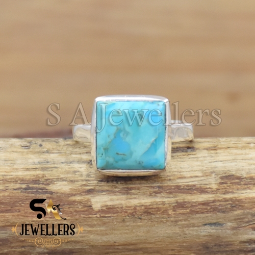 Mohave Turquoise Ring, 925 Sterling Silver Ring, Gift For Her