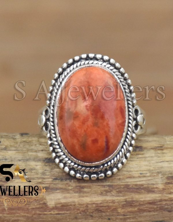 Sponge Coral Oxidized Ring in 925 Sterling Silver