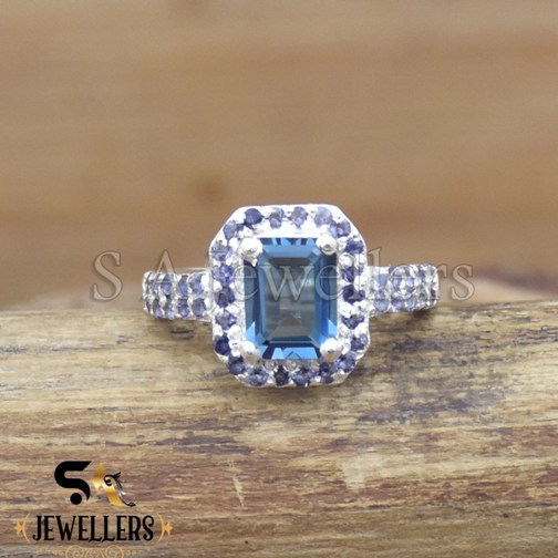 London Topaz & Iolite 925 Sterling Silver Ring Wedding Ring